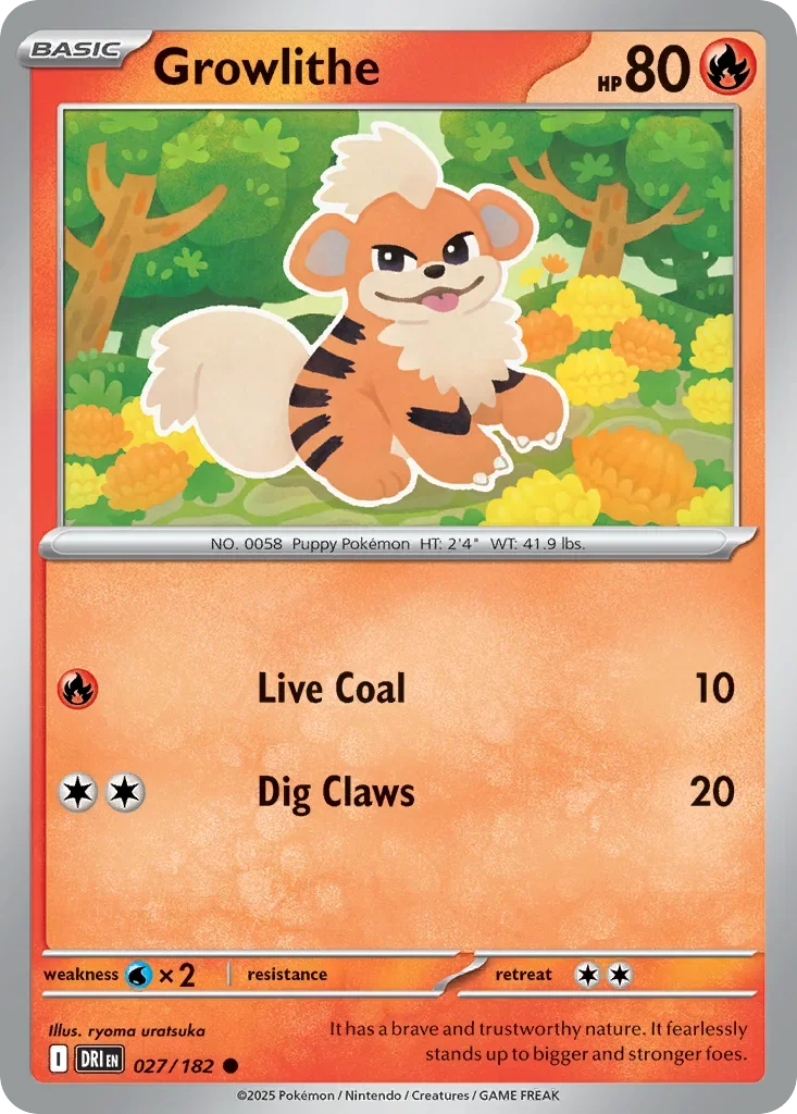 Growlithe 27 Pokemon card from Destined Rivals set