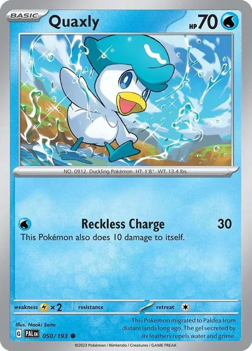 Quaxly 50 Pokemon card from Paldea Evolved set