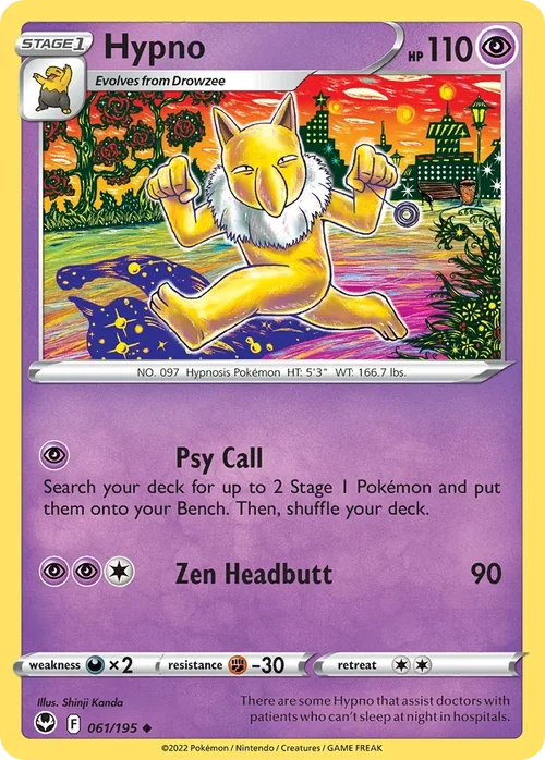 Hypno 61 Pokemon card from Silver Tempest set