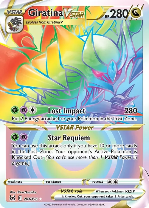201/196 from Lost Origin Rainbow Rare Pokemon Card