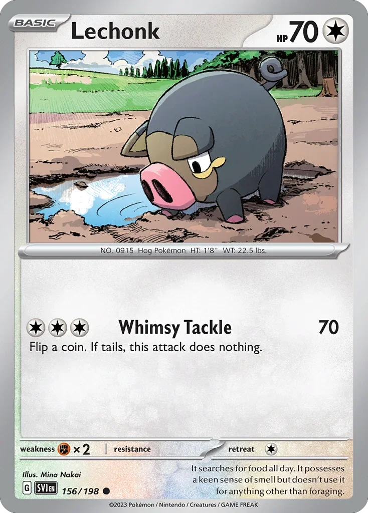 Lechonk 156 Pokemon card from Scarlet & Violet set
