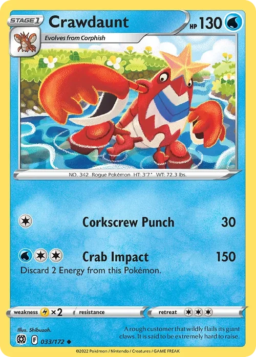 Crawdaunt 033 Pokemon card from Brilliant Stars set