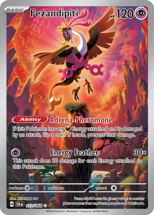 Fezandipiti 73 Pokemon card from Shrouded Fable set