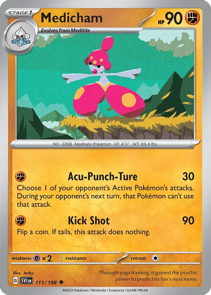 Medicham 111 Pokemon card from Scarlet & Violet set