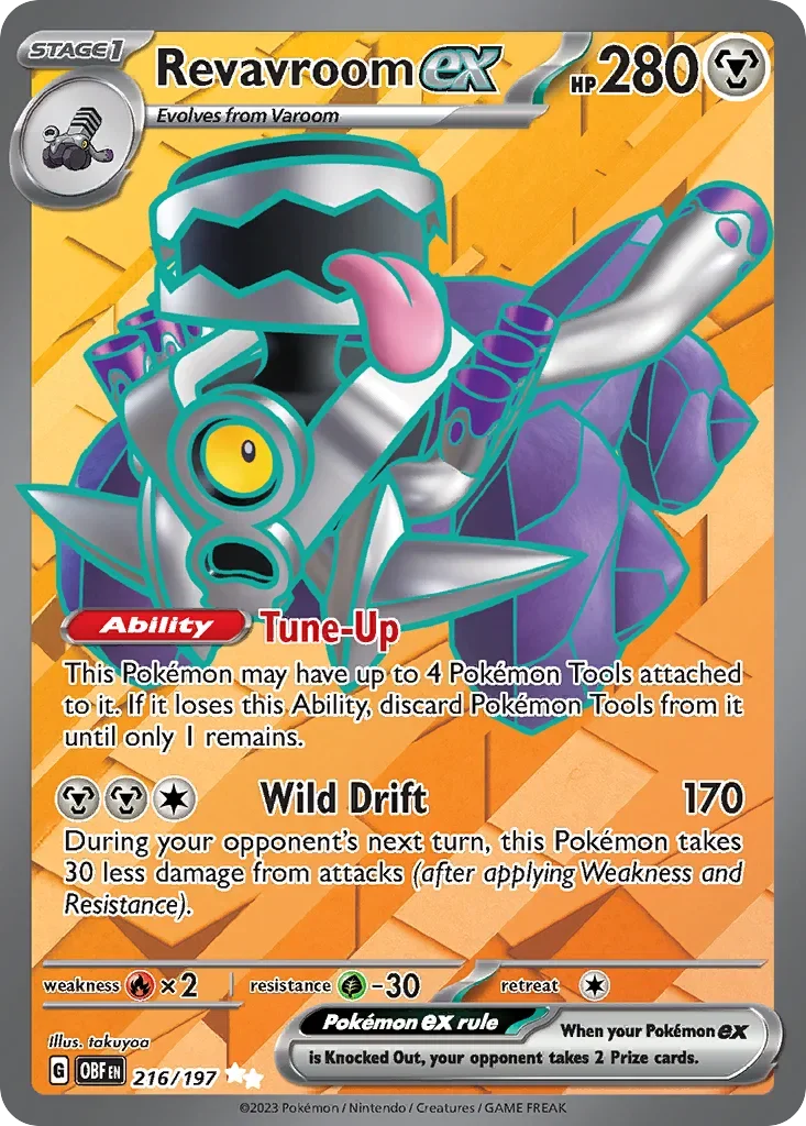 Revavroom ex 216 Pokémon card from Obsidian Flames set