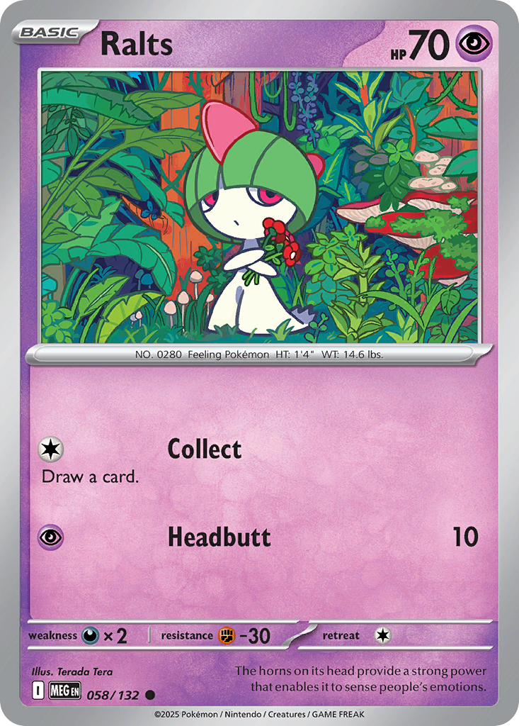 Ralts 58 Pokemon card from Mega Evolution set