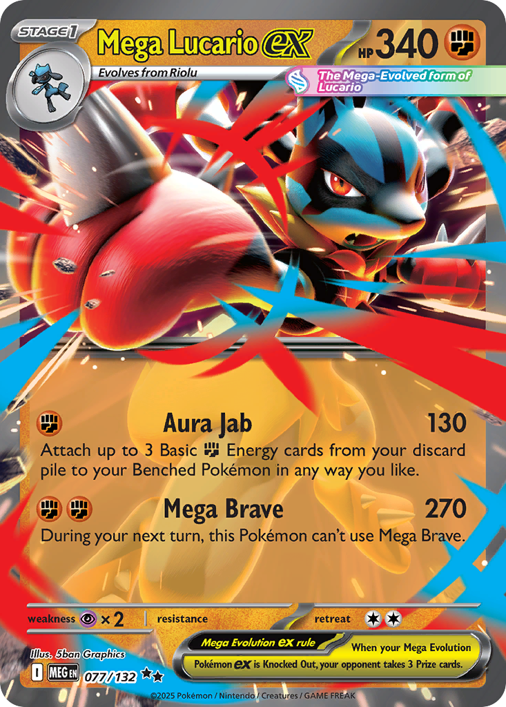 Mega Lucario ex 77 Pokemon card from Mega Evolution set