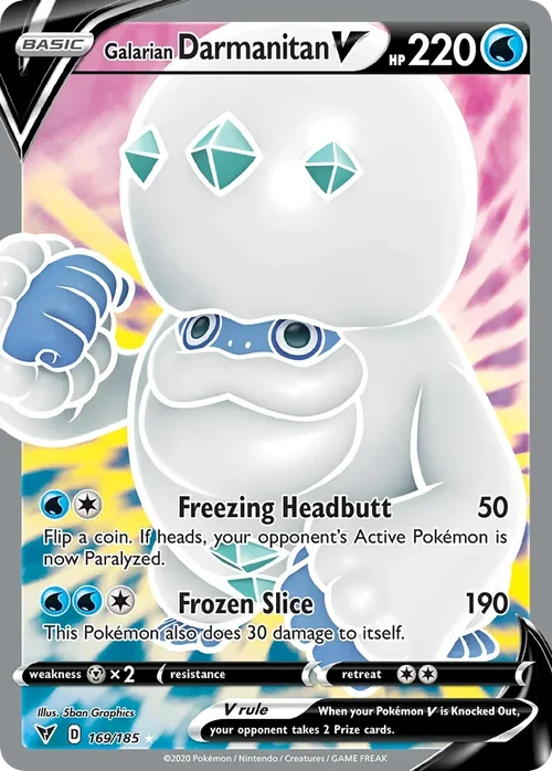 Galarian Darmanitan V 169 Pokemon card from Vivid Voltage set