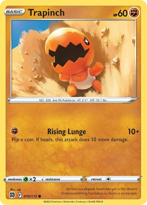 Trapinch 074 Pokemon card from Brilliant Stars set