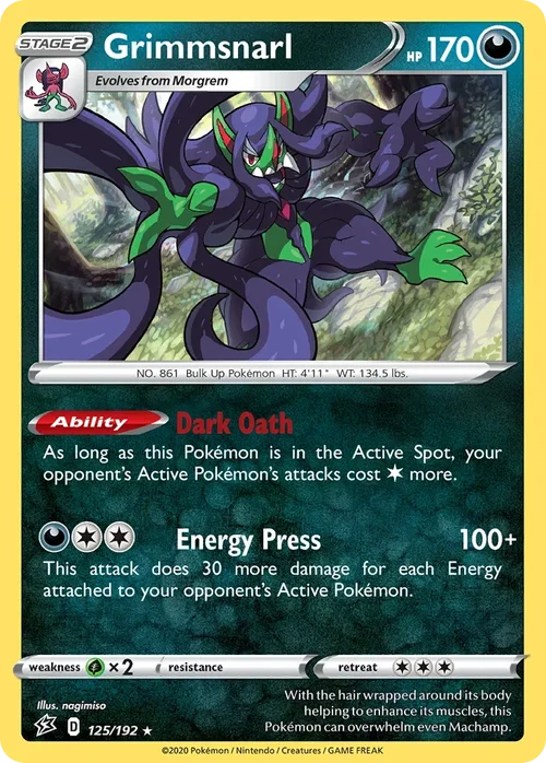 Grimmsnarl 125 Pokemon card from Rebel Clash set