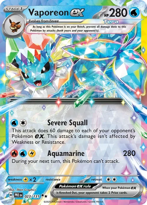 Vaporeon ex 23 Pokemon card from Prismatic Evolutions set
