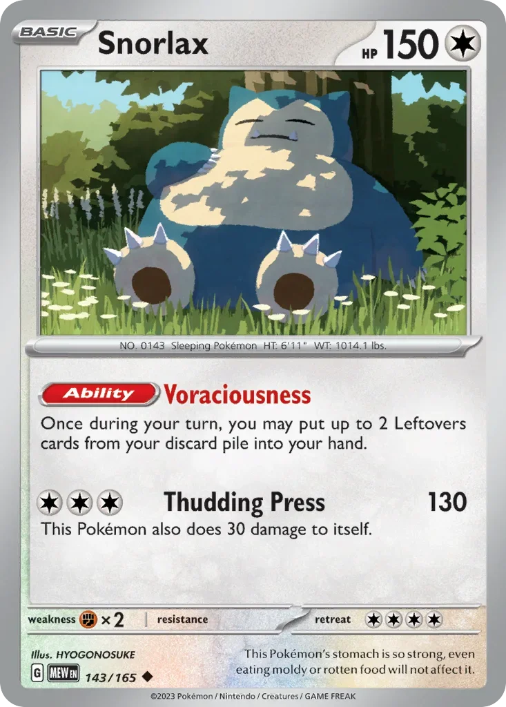 Snorlax 143 Pokémon card