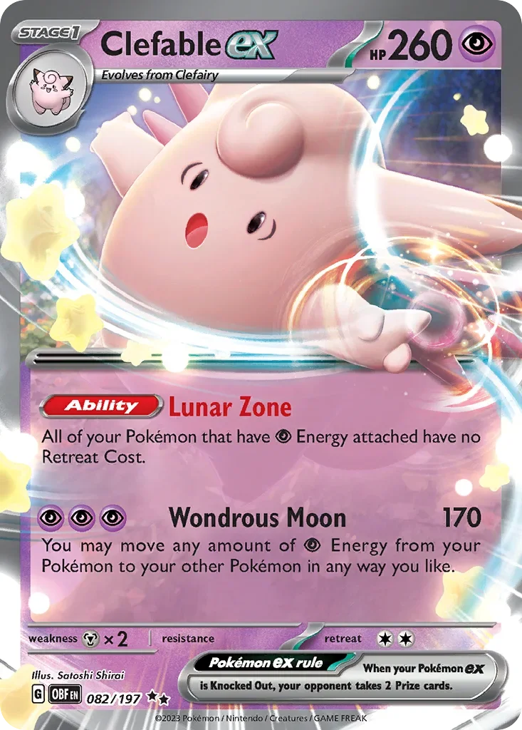 Clefable ex 82 Pokémon card from Obsidian Flames set