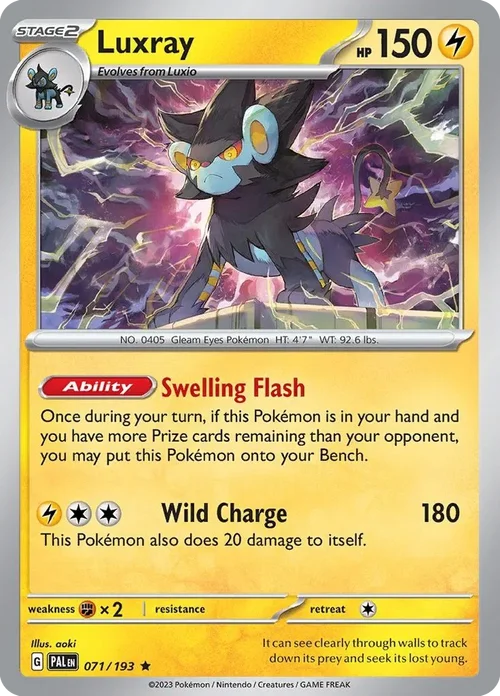 Luxray 71 Pokemon card from Paldea Evolved set
