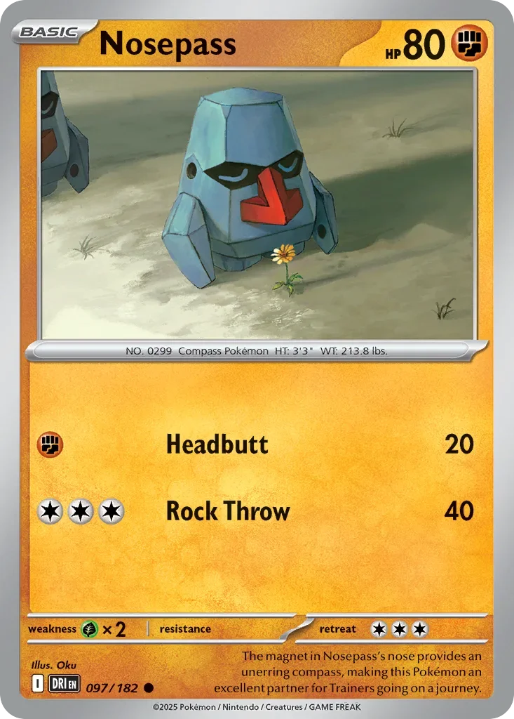 Nosepass 97 Pokemon card from Destined Rivals set