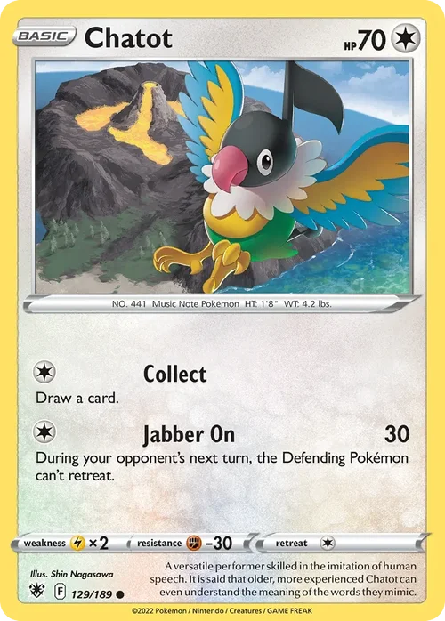 Chatot 129 Pokémon card from Astral Radiance set