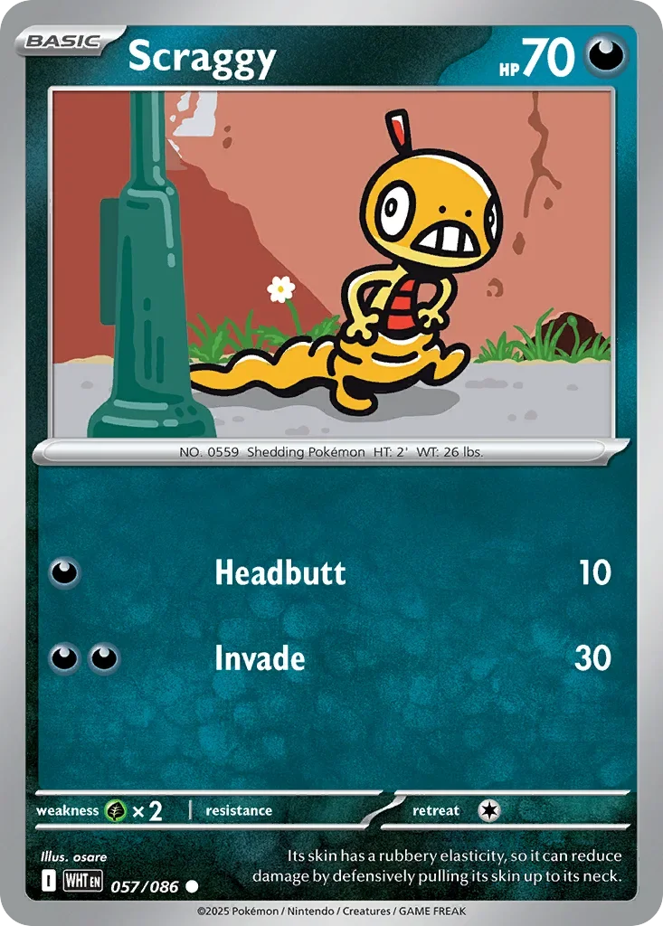 Scraggy 57 Pokemon card from White Flare set