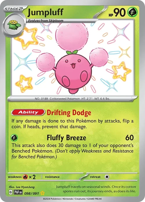 Jumpluff 98 Pokemon card from Paldean Fates set