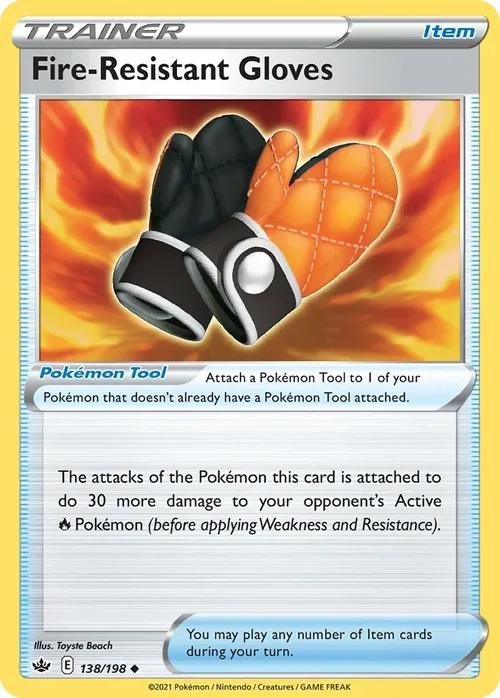 Fire-Resistant Gloves 138 Pokemon card from Chilling Reign set