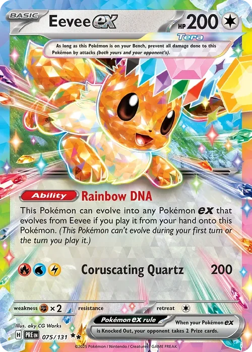 Eevee ex 75 Pokemon card from Prismatic Evolutions set