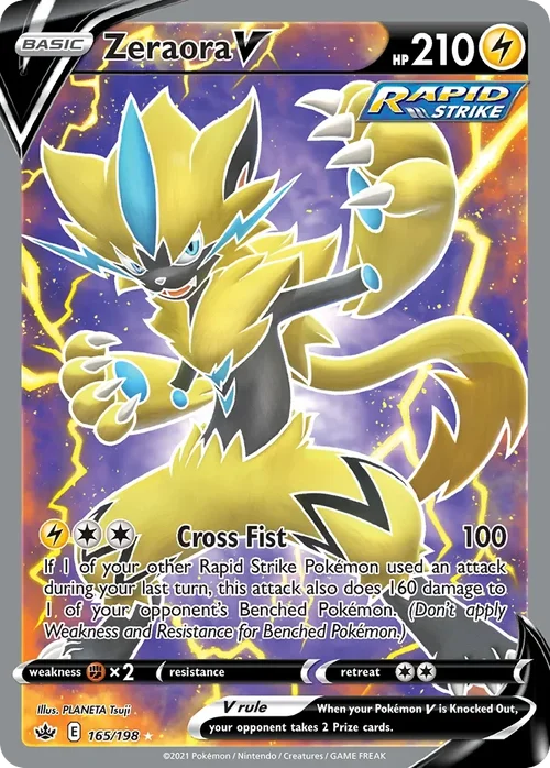 Zeraora V 165 Pokemon card from Chilling Reign set