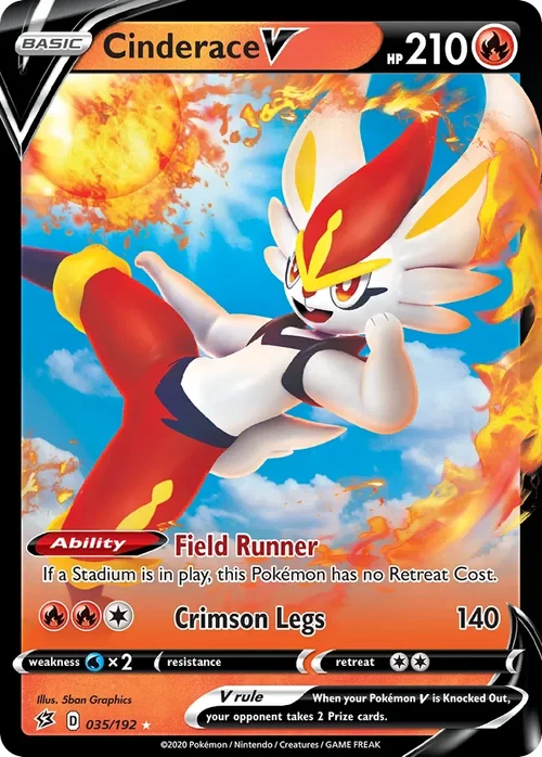 Cinderace V 35 Pokemon card from Rebel Clash set