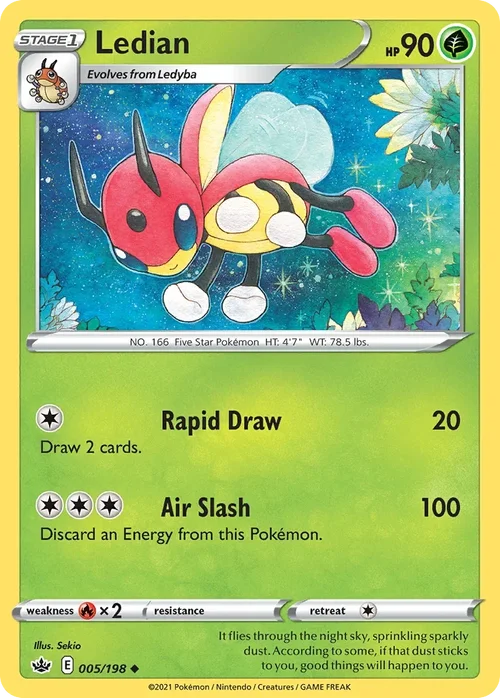 Ledian 5 Pokemon card from Chilling Reign set