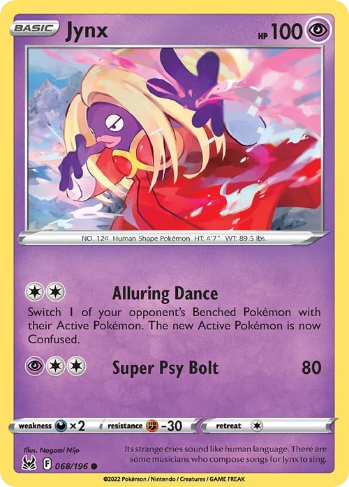 Jynx 68 Pokemon card from Lost Origin set