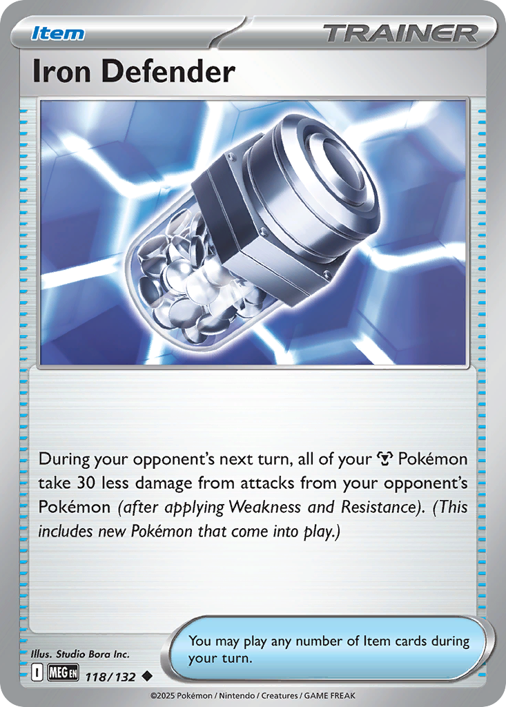 Iron Defender 118 Pokemon card from Mega Evolution set
