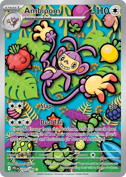 Ambipom 107 Pokémon card from Phantasmal Flames set
