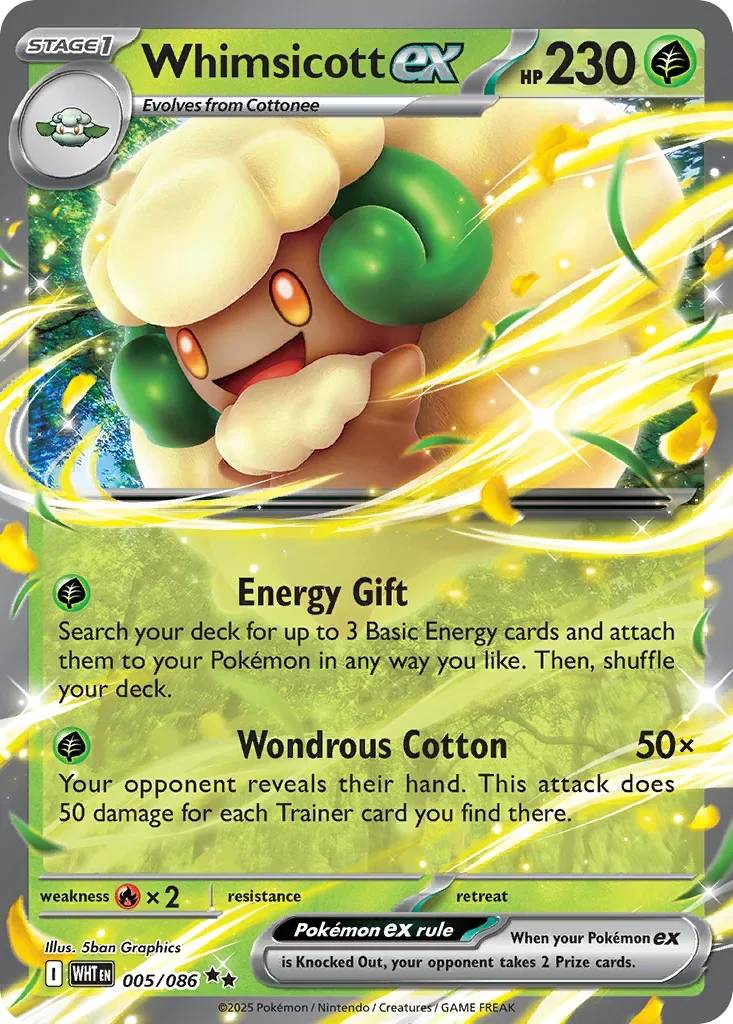 Whimsicott ex 5 Pokemon card from White Flare set