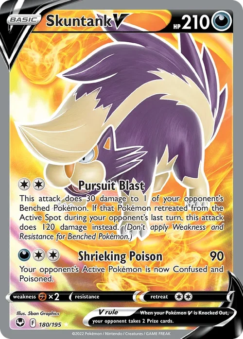 Skuntank V 180 Pokemon card from Silver Tempest set