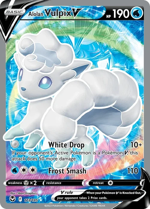 Alolan Vulpix V 173 Pokemon card from Silver Tempest set