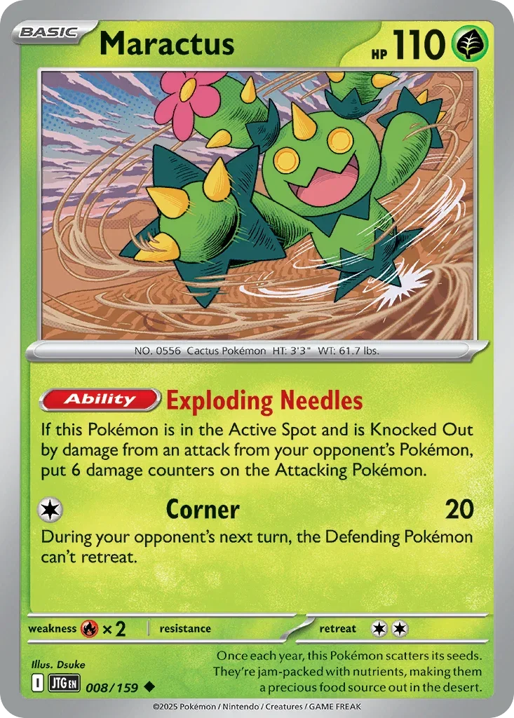 Maractus 8 Pokémon card from JTG set