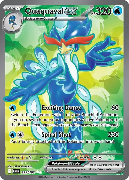 Quaquaval ex 235 Pokemon card from Paldea Evolved set