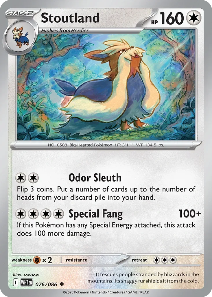 Stoutland 76 Pokemon card from White Flare set