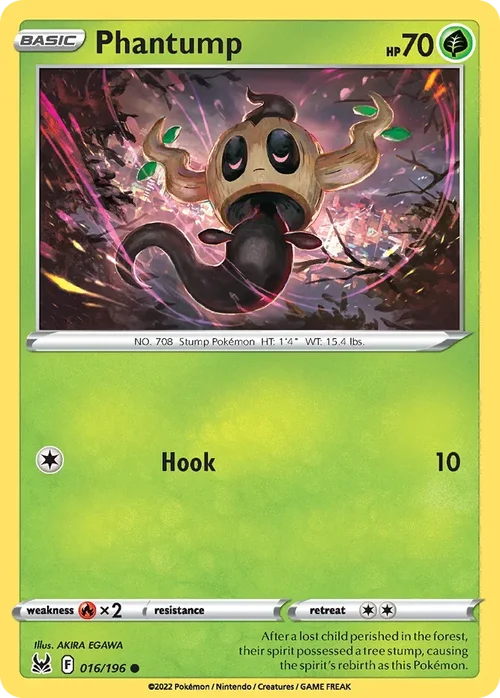 Phantump 16 Pokemon card from Lost Origin set