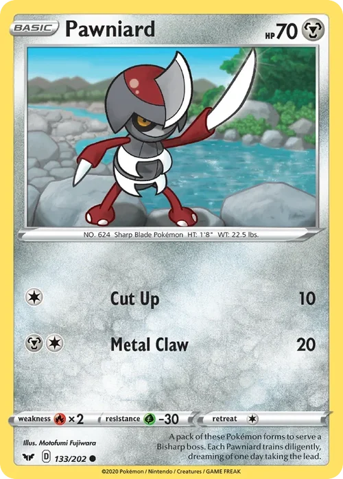 Pawniard 133 Pokemon card from Sword & Shield set