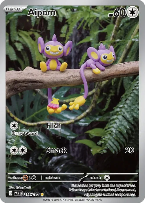 Aipom 211 Pokemon card from Paradox Rift set