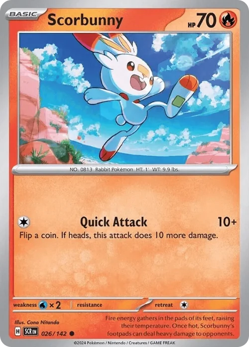 Scorbunny 26 Pokemon card from Stellar Crown set