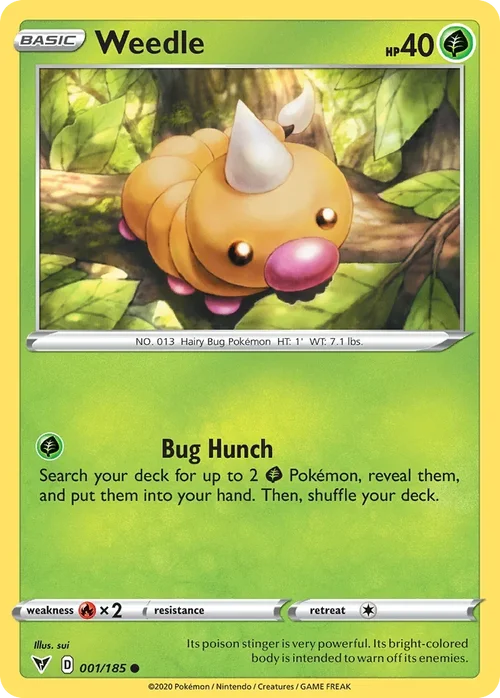 Weedle 1 Pokemon card from Vivid Voltage set