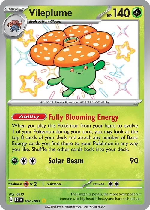 Vileplume 94 Pokemon card from Paldean Fates set
