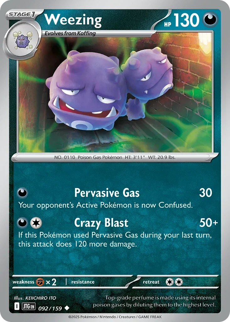 Weezing 92 Pokémon card from JTG set