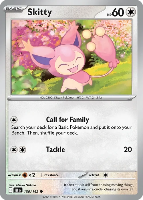 Skitty 130 Pokemon card from Temporal Forces set