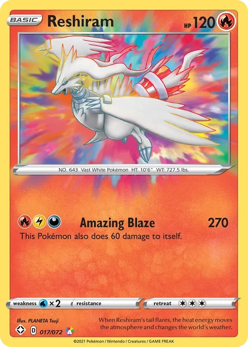 Reshiram 17 Pokemon card from Shining Fates set