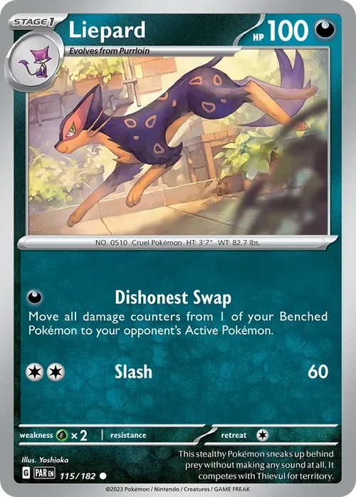 Liepard 115 Pokemon card from Paradox Rift set