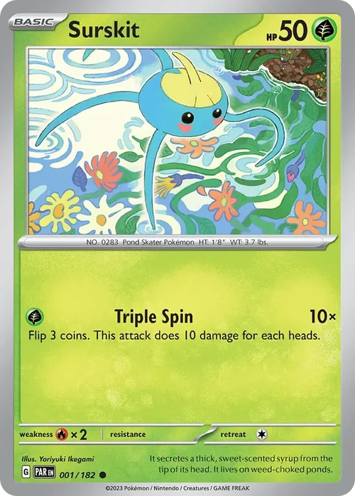 Surskit 1 Pokemon card from Paradox Rift set