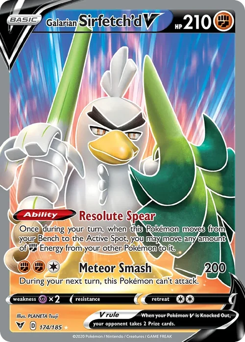Galarian Sirfetch'd V 174 Pokemon card from Vivid Voltage set