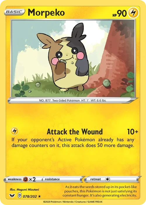 Morpeko 78 Pokemon card from Sword & Shield set