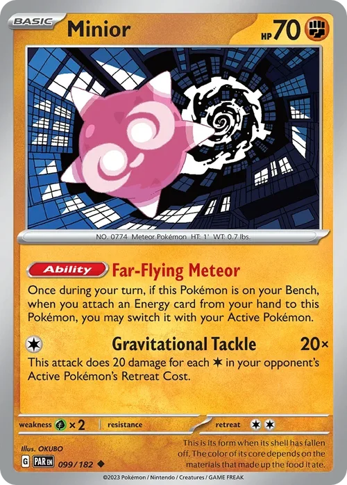 Minior 99 Pokemon card from Paradox Rift set
